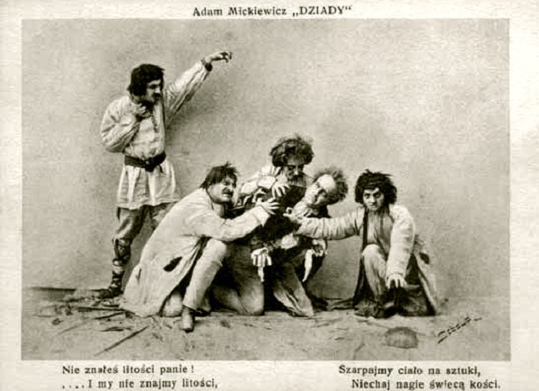  Scena z Dziadów w inscenizacji Stanisława Wyspiańskiego w Teatrze Miejskim w Krakowie, której premiera odbyła się 31 października 1901 (fot. Wikipedia) 