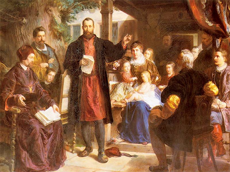 Jan Kochanowski w Czarnolesie, obraz Władysława Łuszczkiewicza namalowany około 1864 (fot. Wikipedia)